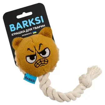 Іграшка для собак Barksi Емодзі Ведмедик з пискавкою 8х7 см - коричневий