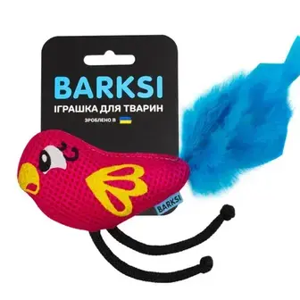 Іграшка для котів Barksi Дентал Папуга з дзвіночком 11х8 см - рожевий
