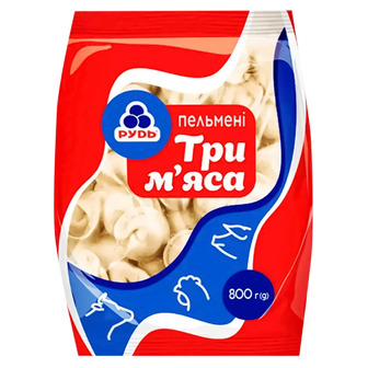 Пельмені Рудь Три м'яса 800 г (4823097816288)
