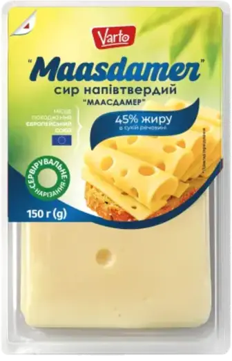 Сир Varto Маасдамер 45% нарізка 150 г