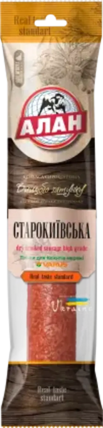 Ковбаса Алан Старокиївська сирокопчена вищий гатунок 330 г