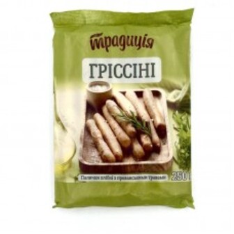 ПАЛИЧКИ ХЛІБНІ ГРІССІНІ ПРОВАНСЬКІ ТРАВИ 250Г ТРАДИЦІЯ