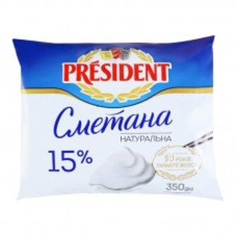 СМЕТАНА 15% П/Е 350Г ПРЕЗИДЕНТ