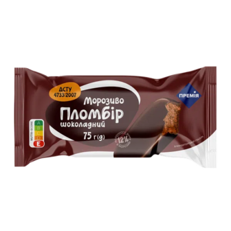 Морозиво «Премія»® шоколадний пломбір у кондитерській глазурі (75г)
