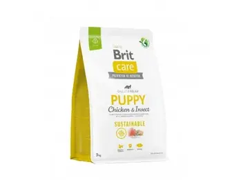 Сухий корм Brit Care Dog Sustainable Puppy для цуценят з куркою та комахами, 3кг(термін придатності 09.2026)
