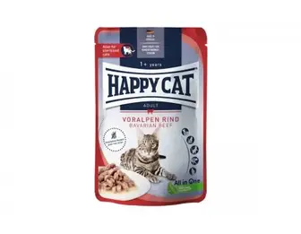 Вологий корм Happy Cat MIS Culinary Voralpen-Rind - з яловичиною для кішок (шматочки в соусі) 85 г(термін придатності 10.2026)