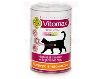 VITOMAX вітамінний комплекс бреверс із часником для кішок, 150 гр. - 300 пігулок (термін придатності 09.2026)