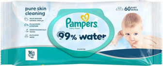 Серветки Pampers вологі water 99%  60шт