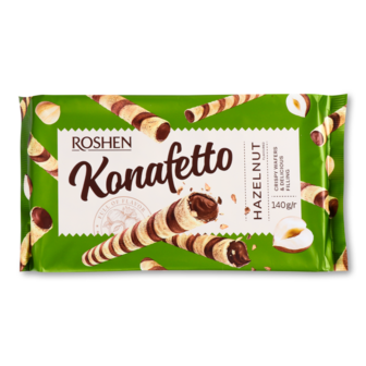 Вафельні трубочки "Konafetto"з горіховою начинкою ТМ Рошен, 140г