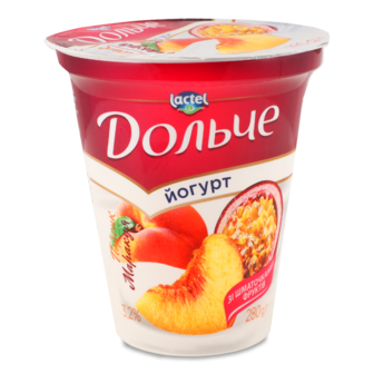 Йогурт персик-маракуйя 1,5% ТМ Дольче, 280г