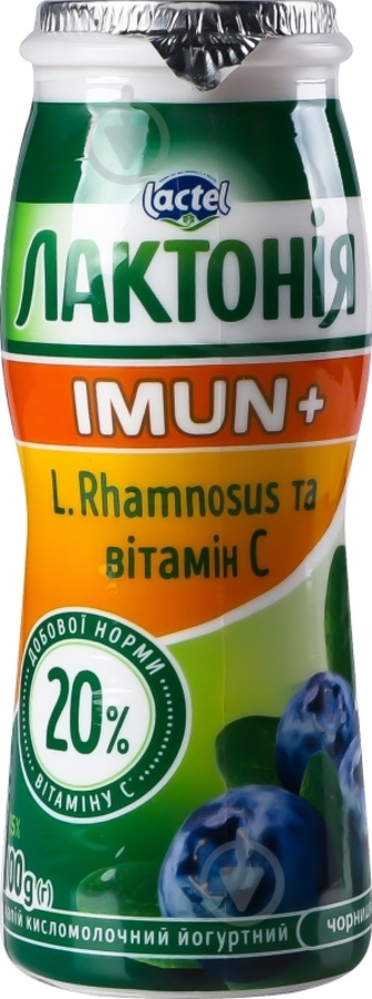 Кисломолочний продукт Лактонія 1.5% йогуртний Чорниця Imun+ п/пл 100 г