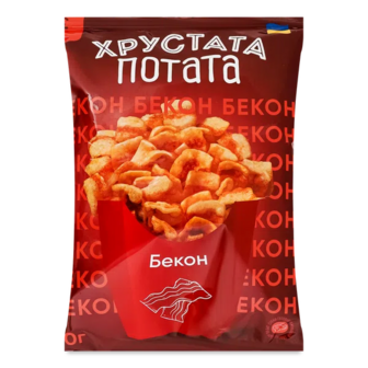 Снеки Хрустата Потата смужки зі смаком бекону (50г)