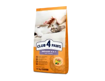 Сухий корм Club 4 Paws (Клуб 4 лапи) INDOOR "4 В 1" ПРЕМІУМ, для дорослих котів, що живуть у приміщенні, 14 кг