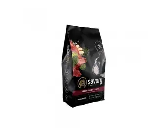 Savory Small Breed rich in Fresh Turkey & Lamb Сухий корм для дорослих собак дрібних порід 8 кг (індичка, ягня)
