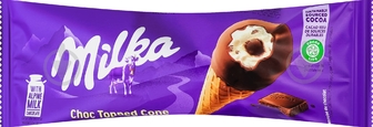 Морозиво Milka ванільне в ріжоку з шоколадною глазур'ю 69 г
