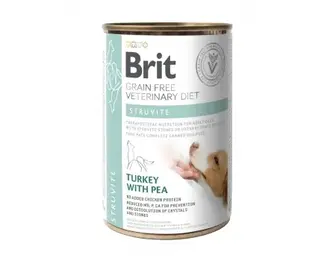 Вологий корм Brit GF VetDiet Struvite для собак, при сечокам'яній хворобі, індичка та горошок, 400 г