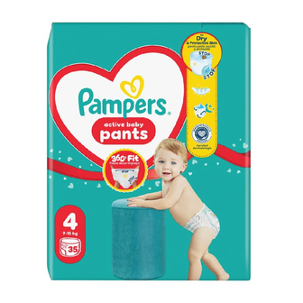 Підгузки-трусики 35 шт Pampers Pants (4) дитячі 9-15 кг, м/уп 