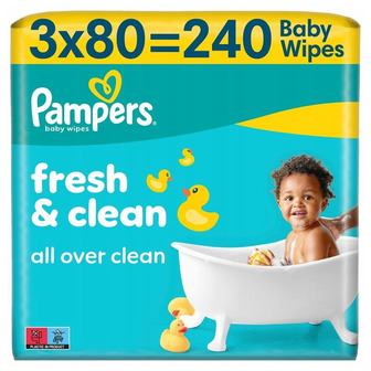 Серветки вологі Pampers Freshu0026Clean 80 шт 3 уп (8006530134422)