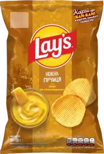 Чипси Lay's Ніжна гірчиця зі смаком соусу по-голландськи картопляні 95 г