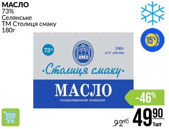 МАСЛО 73% Селянське ТМ Столиця смаку 180г