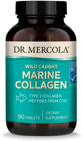 Морський колаген, Marine Collagen, Dr. Mercola, дикого походження, 90 пігулок (0,5 г на пігулку)