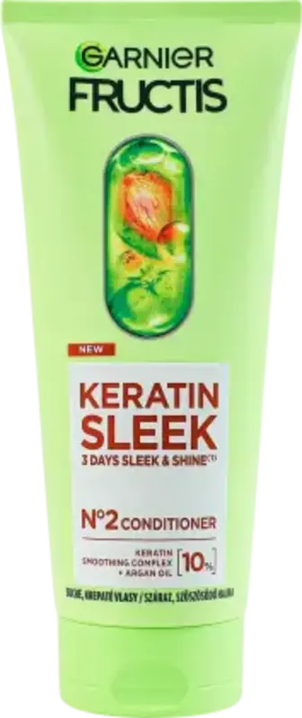 Кондиціонер Garnier Fructis Keratin sleek Розгладження та надання блиску для пухнастого та сухого волосся 200 мл