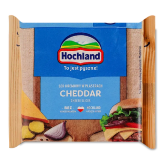 Сир плавлений Hochland з Чеддером скибочки 36% (130г)