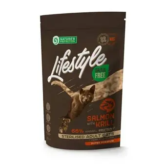 Cухий корм для котів Nature's Protection Lifestyle Sterilised Adult Grain Free 400 г - лосось та криль