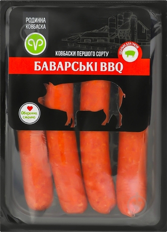 Ковбаски Родинна ковбаска Баварські BBQ, напівкопчені, першого сорту, 260 г