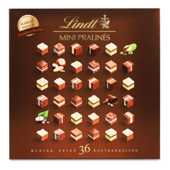Цукерки Lindt Mini Pralines Schicht-Nougat шоколадні (165г)