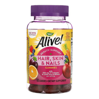 Комплекс Natures Way Hair, Skin and Nails with Collagen Strawberry, 60 жувальних таблеток