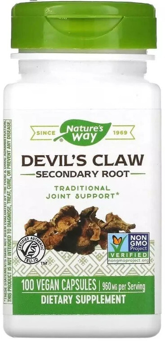Кіготь Диявола (Гарпагофітум), 480 мг, Devil's Claw, Secondary Root, Nature's Way, 100 вегетаріанських капсул
