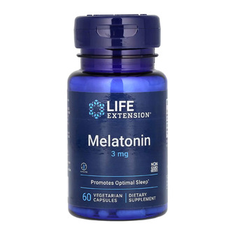 Мелатонін, Melatonin, Life Extension 3 мг, 60 вкапс