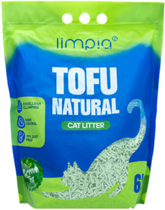 Limpia Tofu Соєвий наповнювач для котячого туалету, з ароматом зеленого чаю (6 л)