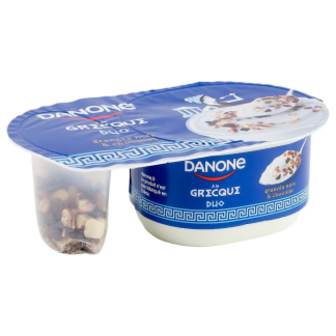 Йогурт Danone по-грецьки з горіховим міксом, шматочками бананових чипсів і шоколадними пластівцями 7% 100г