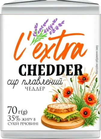 Сир L'extra Чедер плавлений 40% 70 г