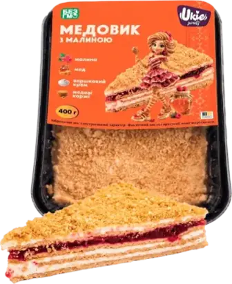 Торт Ukie Sweets Медовик зі смаком малини 400 г