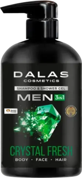 Гель-шампунь для душу Dalas cosmetics Crystal fresh 3 в 1 чоловічий 550 мл