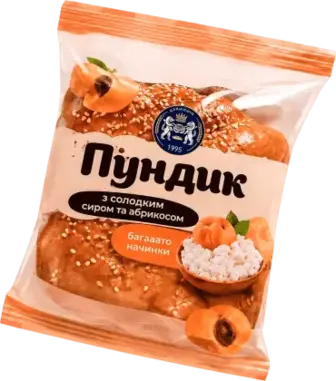 Булочка Кулиничі Пундик з солодким сиром та абрикосом 85 г