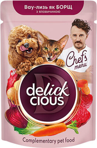 Delickcious Chef's Menu Борщ з яловичиною для котів і собак (85 грамів)