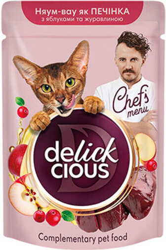 Delickcious Chef's Menu Печінка з яблуками та журавлиною для котів (85 грамів)