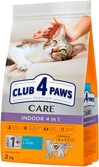 Клуб 4 Лапи Premium Indoor 4 in 1 з ягням для дорослих котів (14 кг)