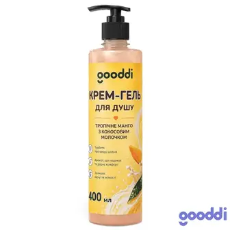 Крем-гель для душу Gooddi 400 мл Тропічне манго з кокосовим молочком
