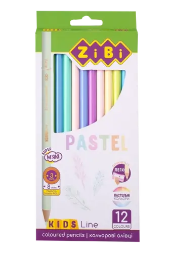 Олівці кольорові Pastel, 12 шт., KIDS LINE
