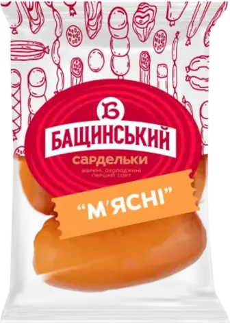 Сардельки Бащинський М'ясні перший гатунок порційні вагові