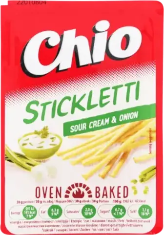 Соломка Chio Stickletti солона зі смаком сметани та цибулі 80 г