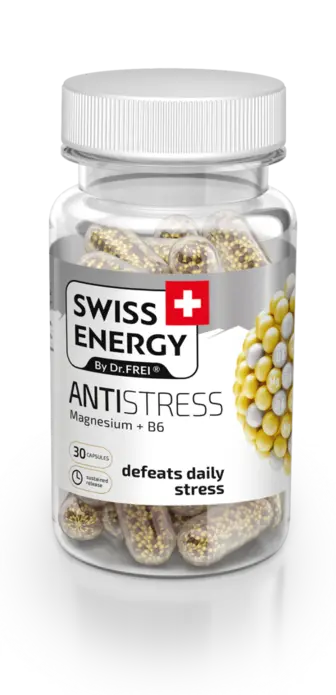 Анти-стрес, ANTISTRESS Magnesium+B6, Swiss Energy, магній та вітамін В6, 30 капсул