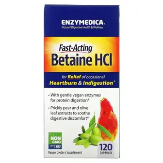 Бетаїн гідрохлорид, Betaine HCI, Enzymedica, 120 капсул