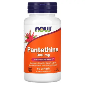 Пантетин, Pantethine, Now Foods, 300 мг, 60 гелевих капсул