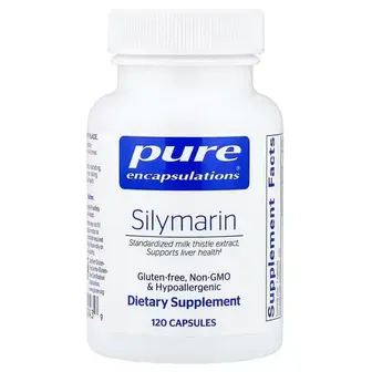 Силімарин, Silymarin, Pure Encapsulations, для підтримки печінки та антиоксидантної активності, 120 капсул (250 мг на капсулу)